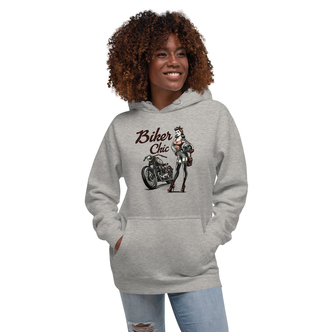 Biker Chic Rebellious Hoodie: Bold Statement Gear for the Adventurous Spirit Unisex Hoodie