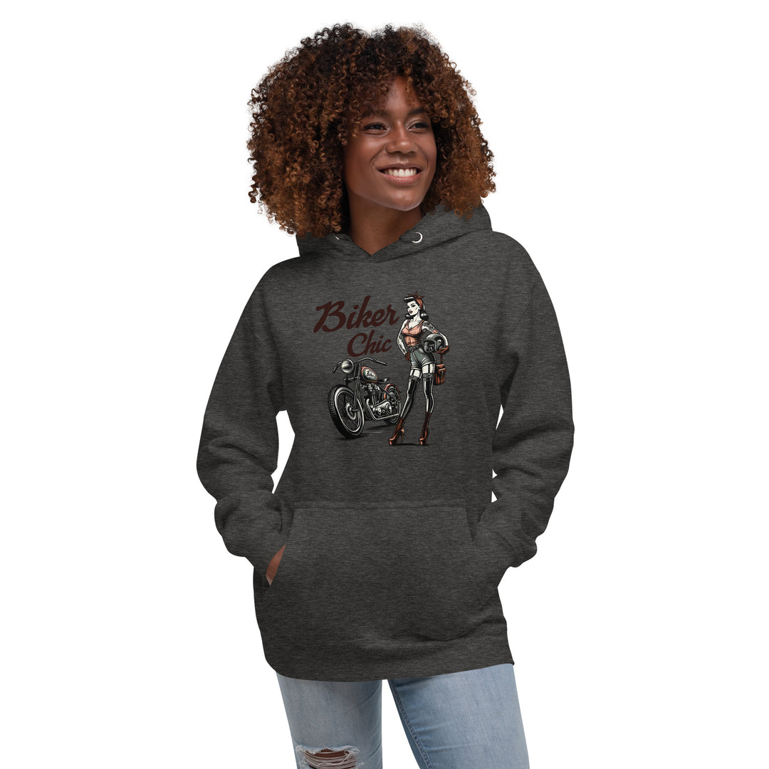 Biker Chic Rebellious Hoodie: Bold Statement Gear for the Adventurous Spirit Unisex Hoodie