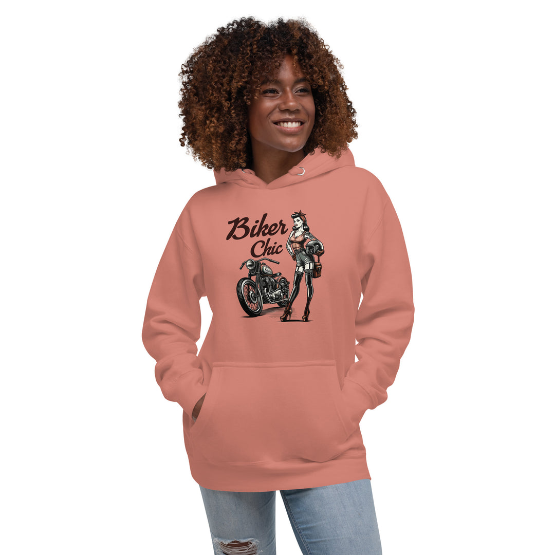 Biker Chic Rebellious Hoodie: Bold Statement Gear for the Adventurous Spirit Unisex Hoodie