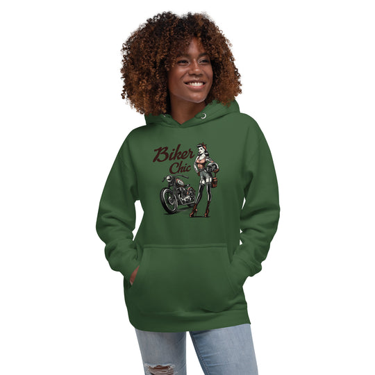 Biker Chic Rebellious Hoodie: Bold Statement Gear for the Adventurous Spirit Unisex Hoodie