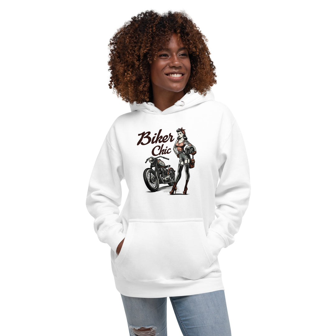 Biker Chic Rebellious Hoodie: Bold Statement Gear for the Adventurous Spirit Unisex Hoodie